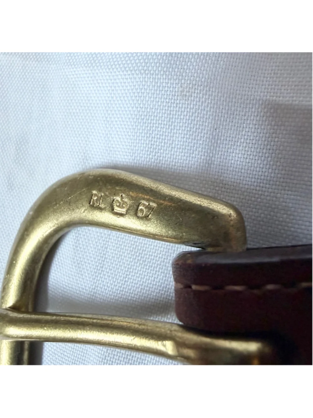 Ralph Lauren Brown Leather Belt with Brass Buckle